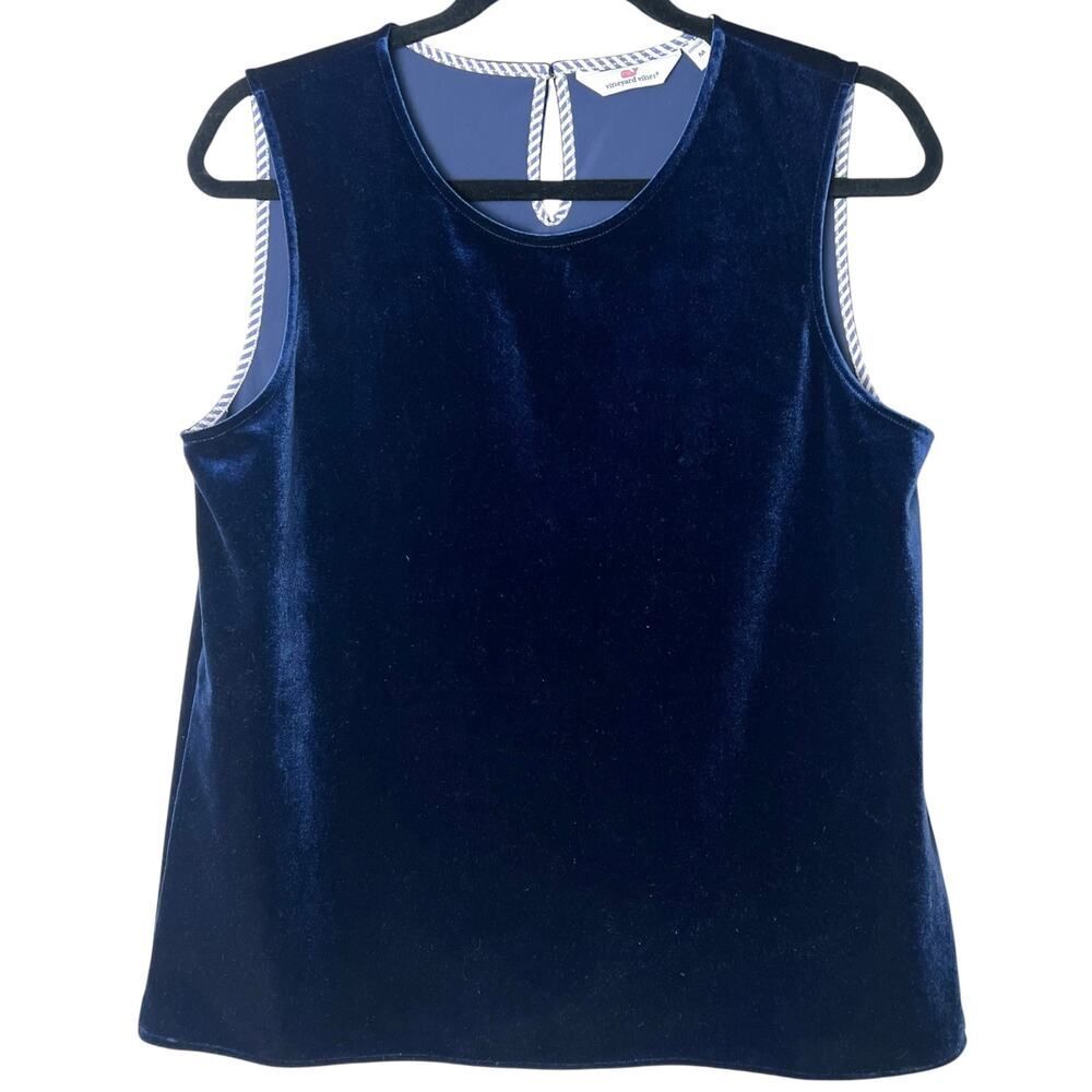 Vineyard Vines Velvet Sleeveless Shell Tank Top Navy Blue Sz M